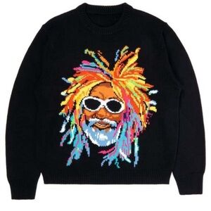 NEW CHINATOWN MARKET x FUNKADELIC GEORGE KNIT BLACK SWEATER SZ L